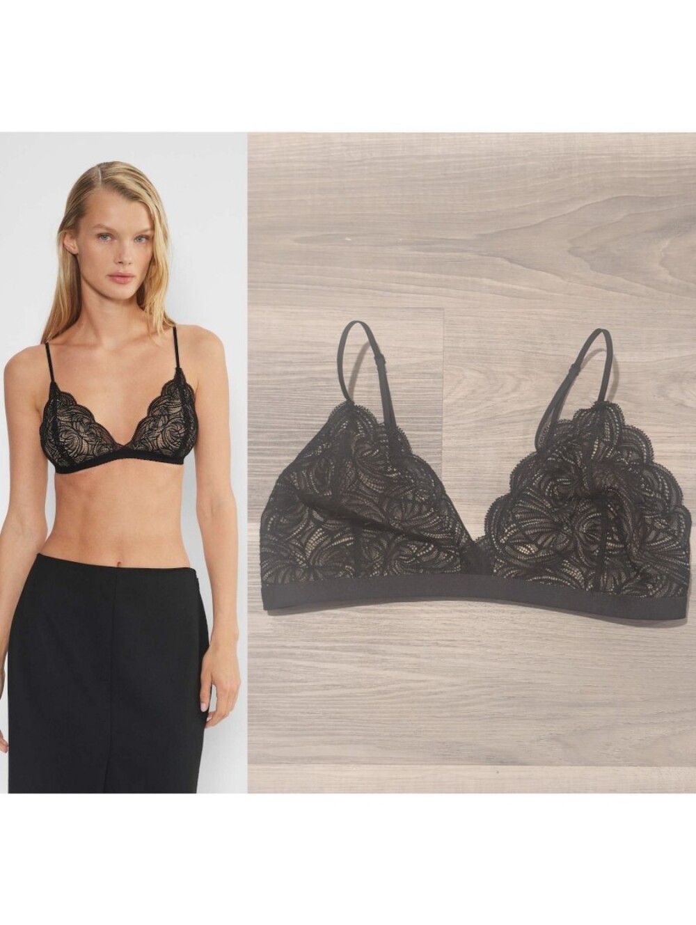 Aritzia Talula | Monterey Chantilly Lace Triangle Bralette In Black Nude